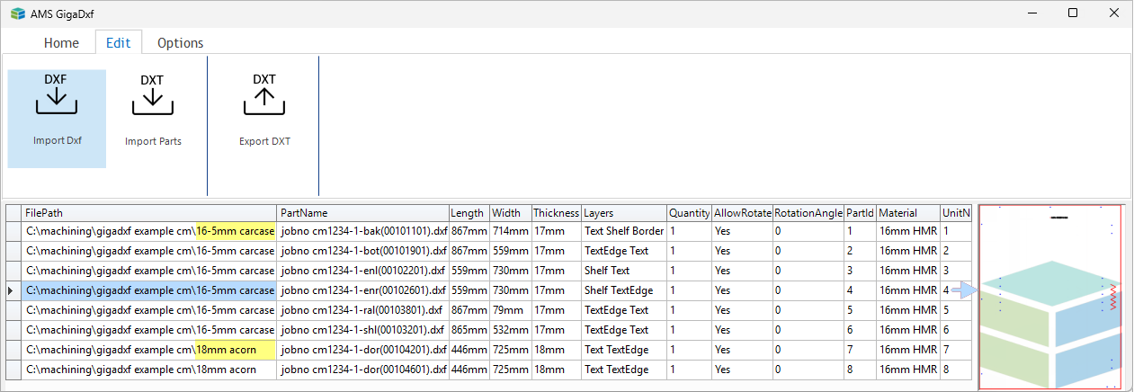 Click to view Import details from CabMaster Software